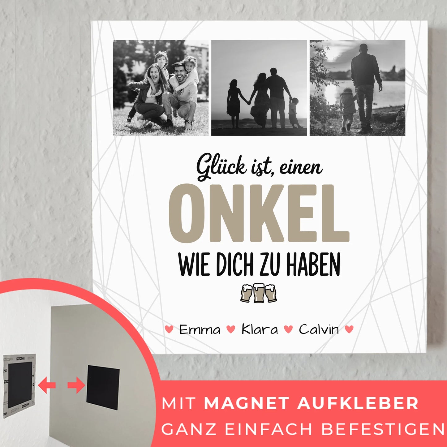 Personalisierte Magnetposter Fotoboard mit Fotocollage Onkel Glück Ist einen Onkel Wie Dich Zu Haben