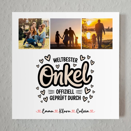 Fotoboard Magnet Poster Fotocollage für Onkel Weltbester Onkel Offiziell Geprüft Durch 1