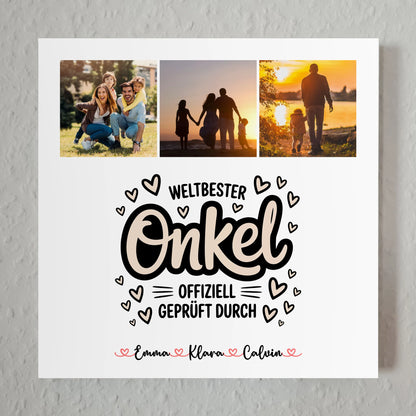 Fotoboard Magnet Poster Fotocollage für Onkel Weltbester Onkel Offiziell Geprüft Durch