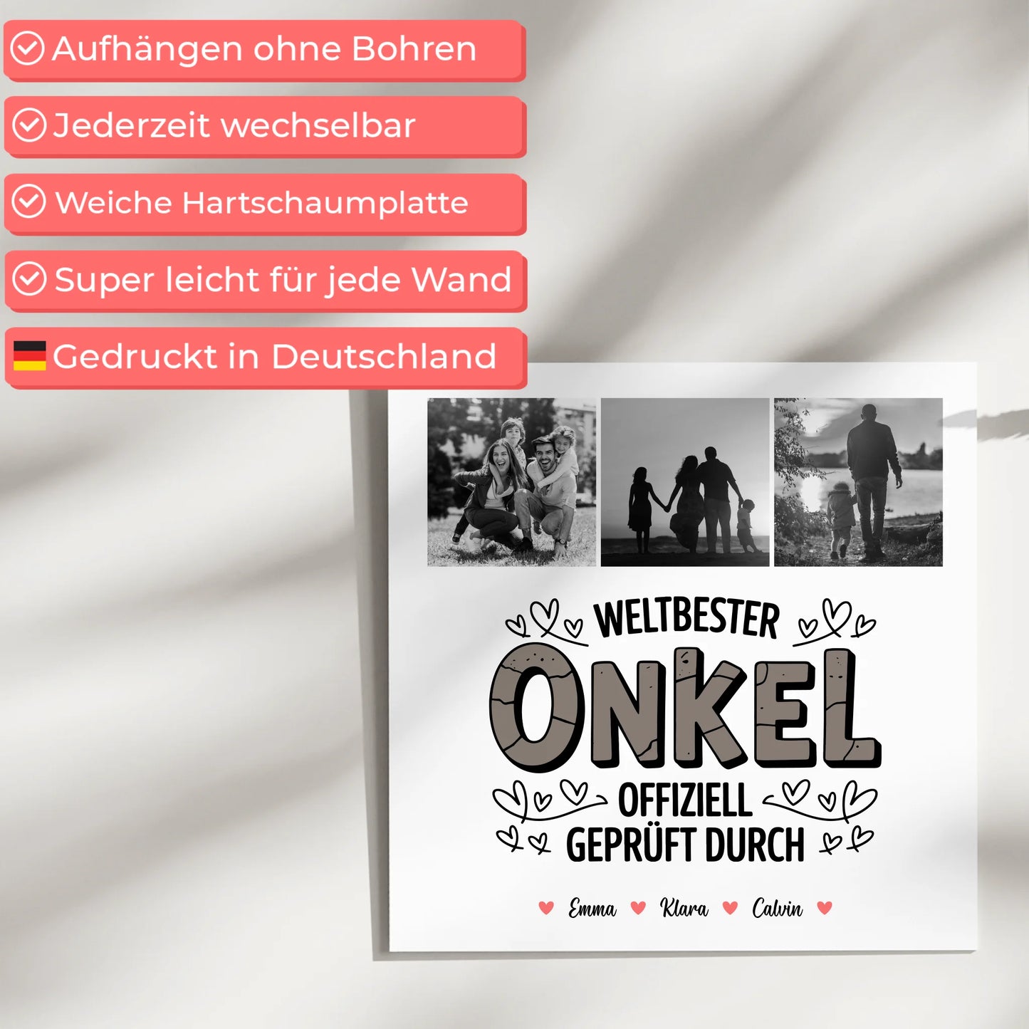 Magnetposter Fotoboard Onkel Fotocollage Weltbester Onkel Offiziell Geprüft Durch