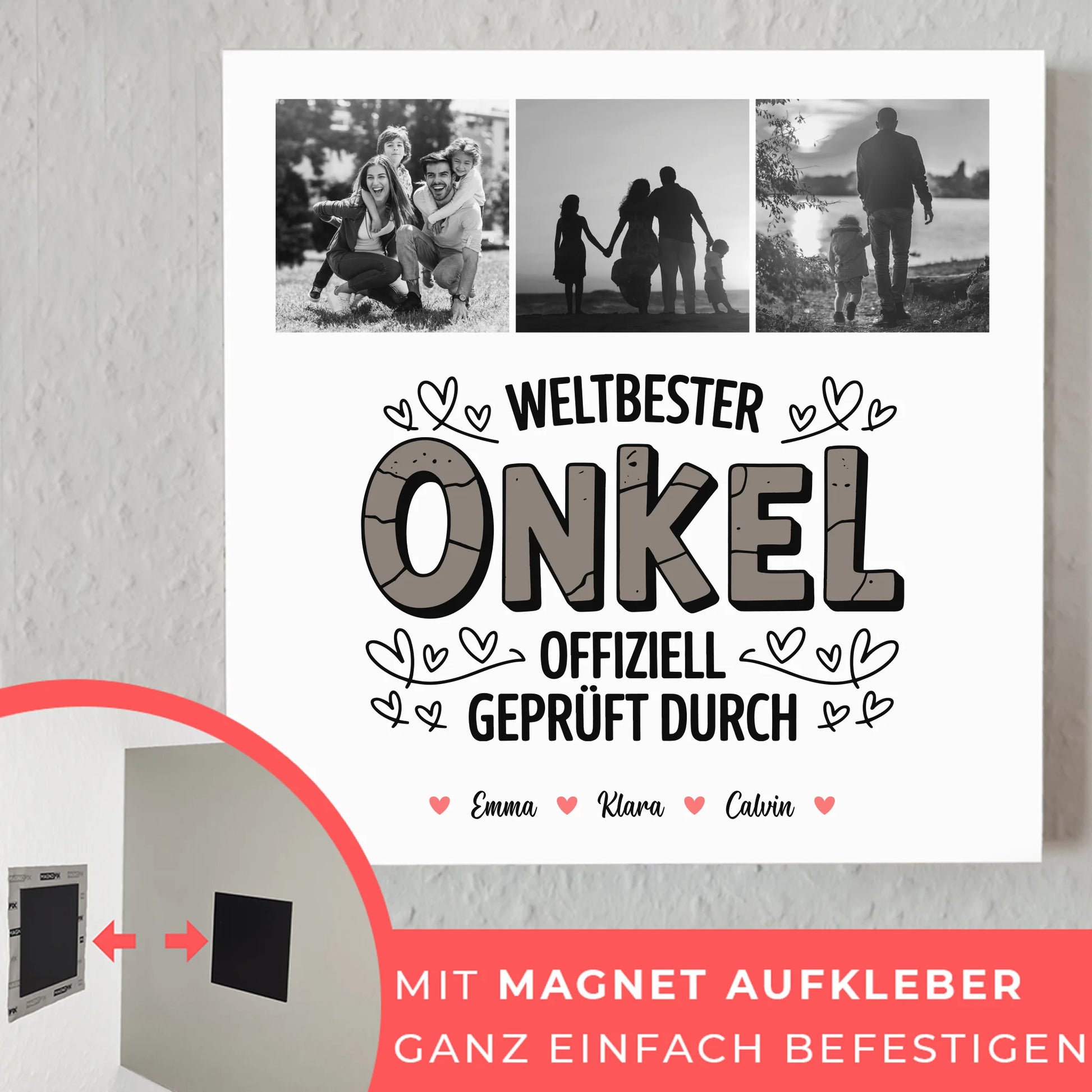 Magnetposter Fotoboard Onkel Fotocollage Weltbester Onkel Offiziell Geprüft Durch 4
