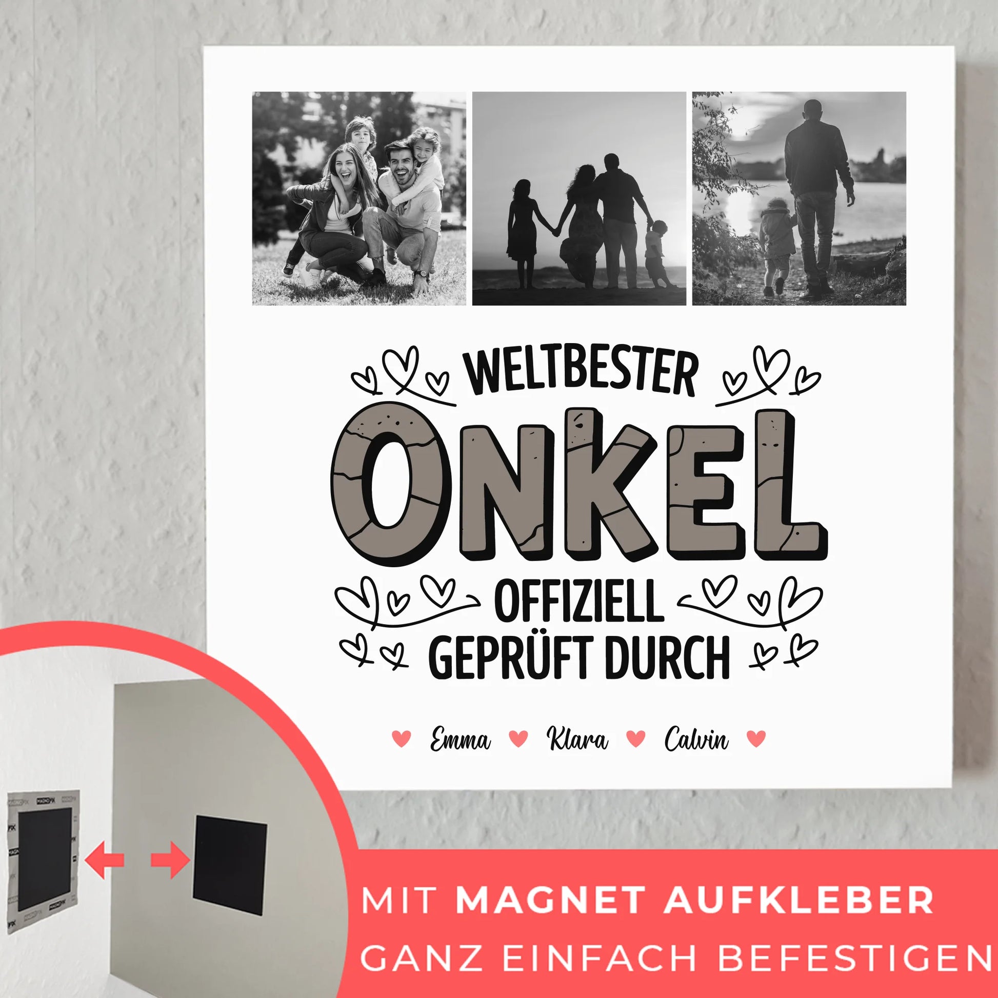 Magnetposter Fotoboard Onkel Fotocollage Weltbester Onkel Offiziell Geprüft Durch 10