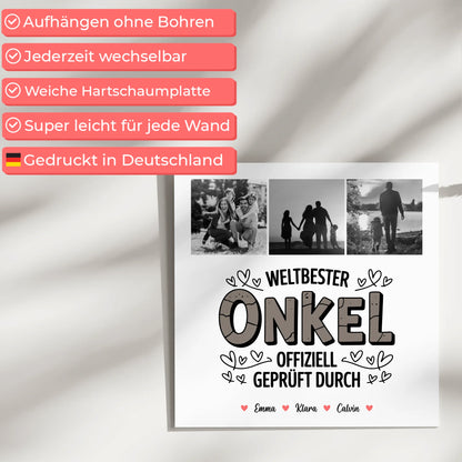 Magnetposter Fotoboard Onkel Fotocollage Weltbester Onkel Offiziell Geprüft Durch