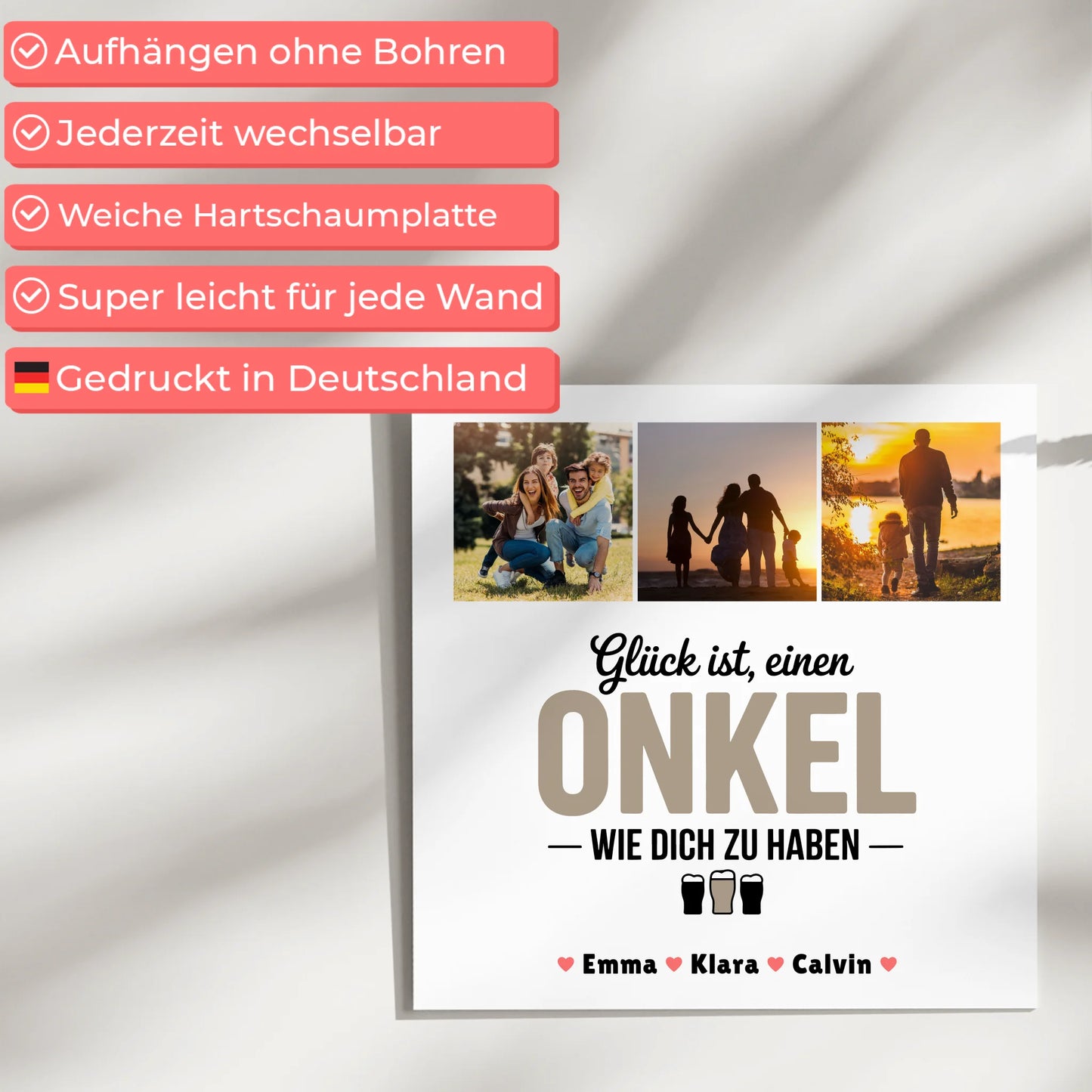Magnetisches Fotoboard Poster personalisiert - Fotocollage Geschenk für Onkel