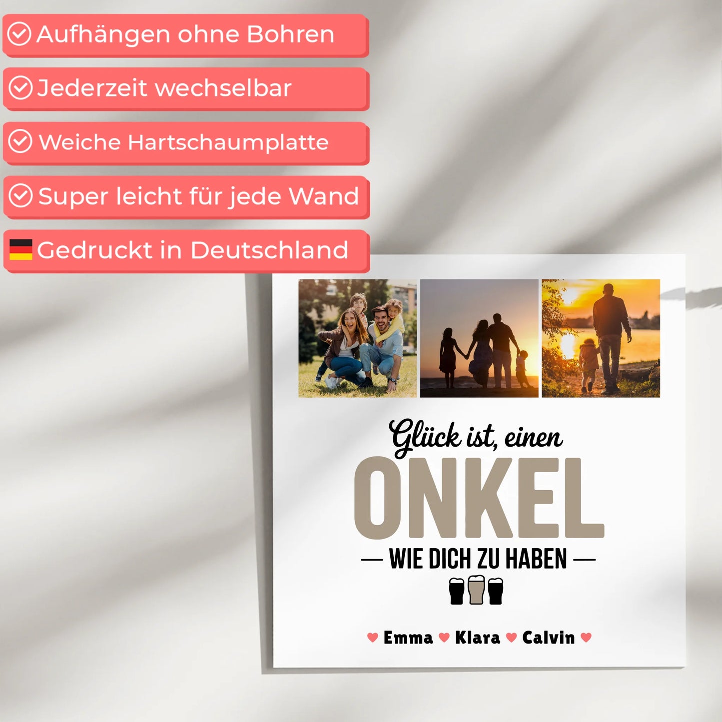 Magnetisches Fotoboard Poster personalisiert - Fotocollage Geschenk für Onkel 5