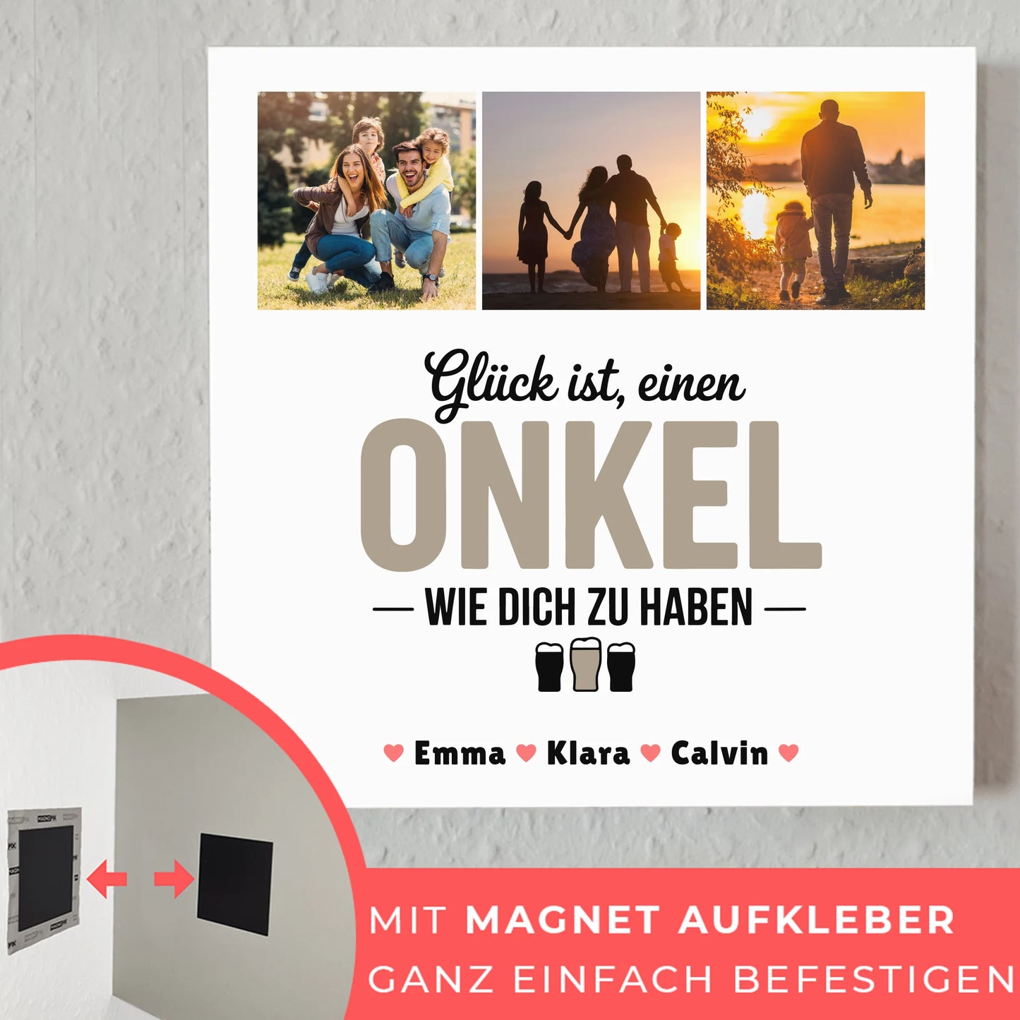 Magnetisches Fotoboard Poster personalisiert - Fotocollage Geschenk für Onkel