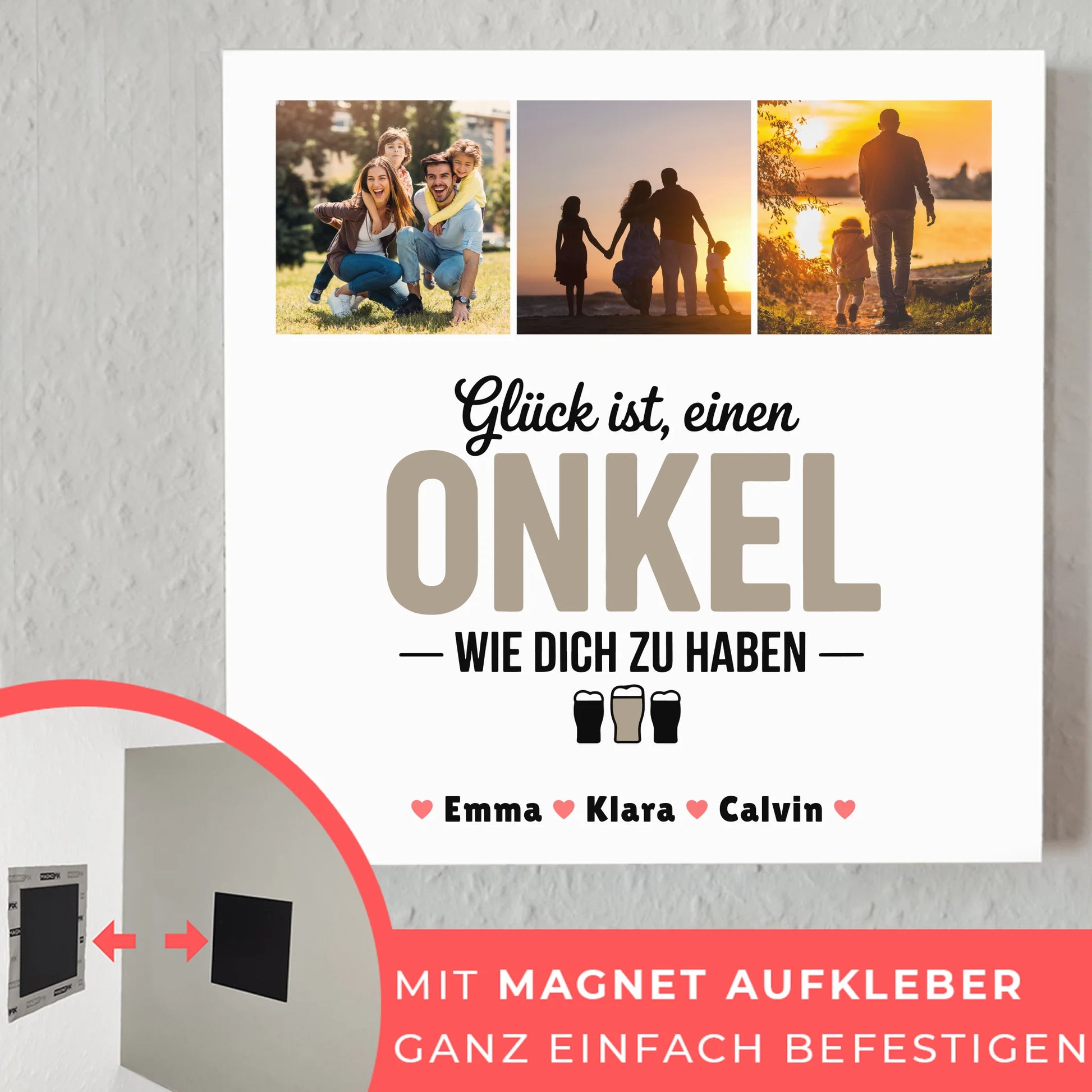 Magnetisches Fotoboard Poster personalisiert - Fotocollage Geschenk für Onkel 10