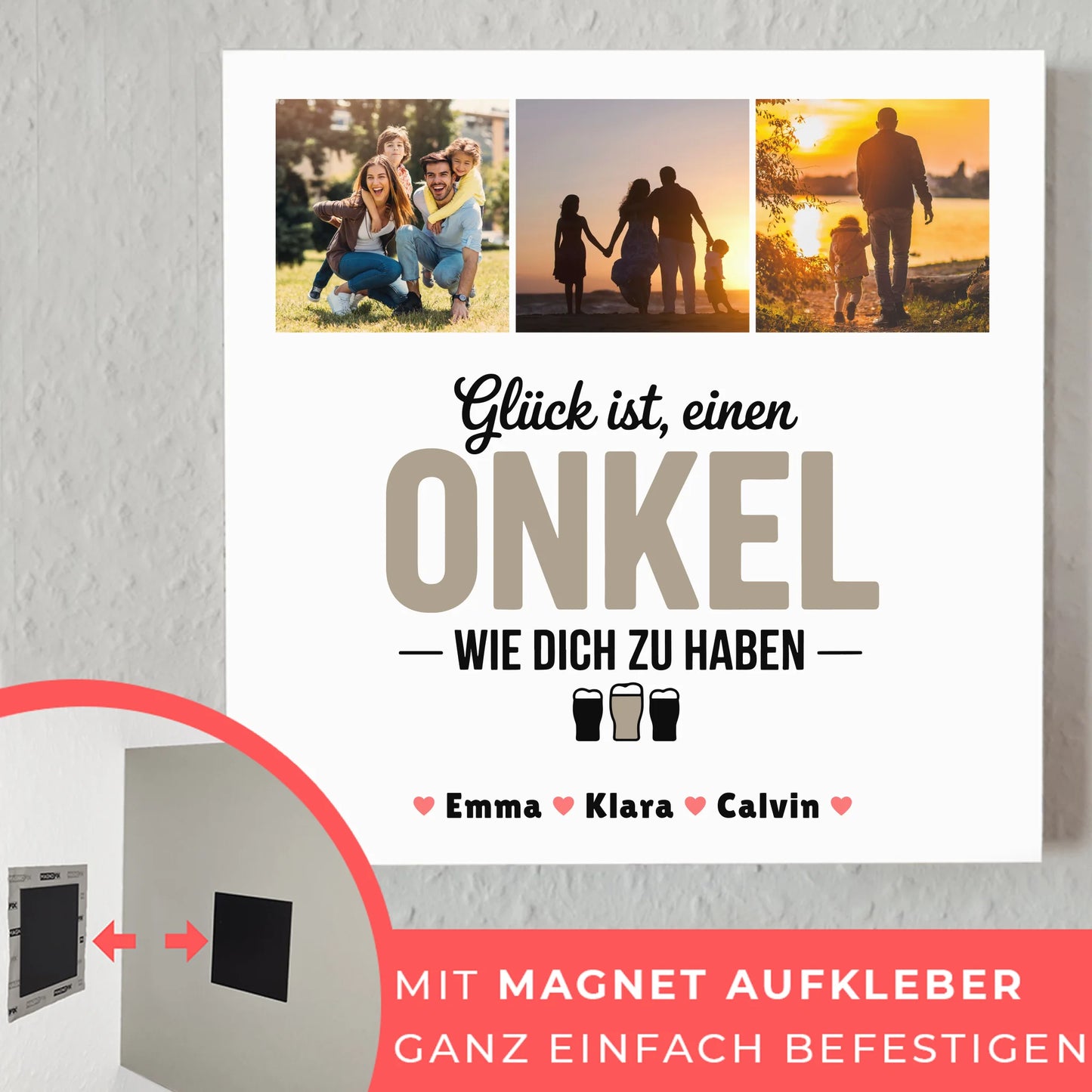 Magnetisches Fotoboard Poster personalisiert - Fotocollage Geschenk für Onkel 4