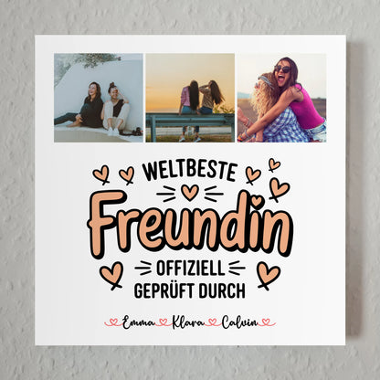 Fotoboard beste Freundinnen personalisierte Fotocollage für Beste Freundin Weltbeste Freundin Offiziell Geprüft Durch 1