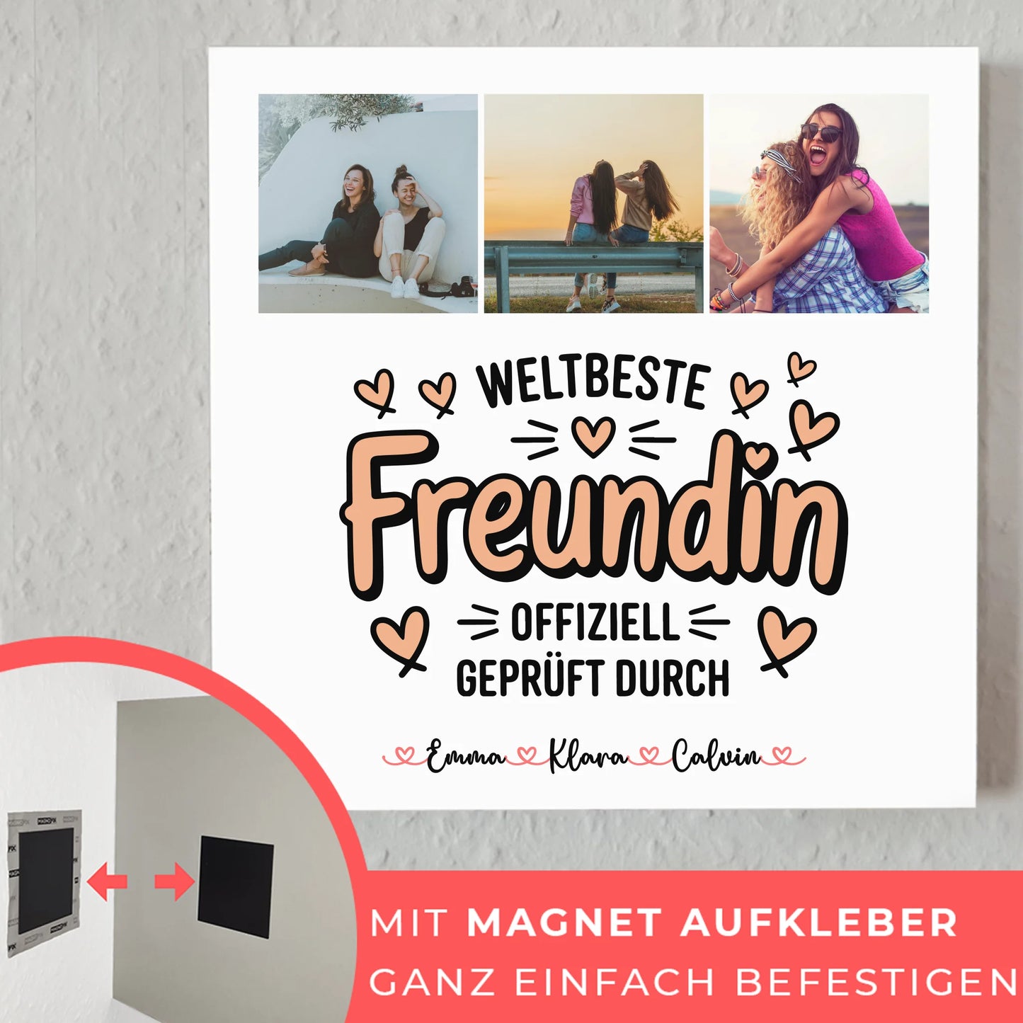 Fotoboard beste Freundinnen personalisierte Fotocollage für Beste Freundin Weltbeste Freundin Offiziell Geprüft Durch 10