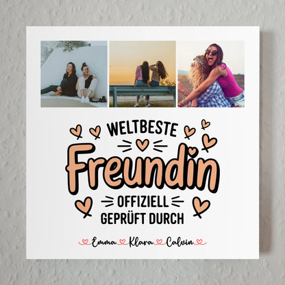 Fotoboard beste Freundinnen personalisierte Fotocollage für Beste Freundin Weltbeste Freundin Offiziell Geprüft Durch 7