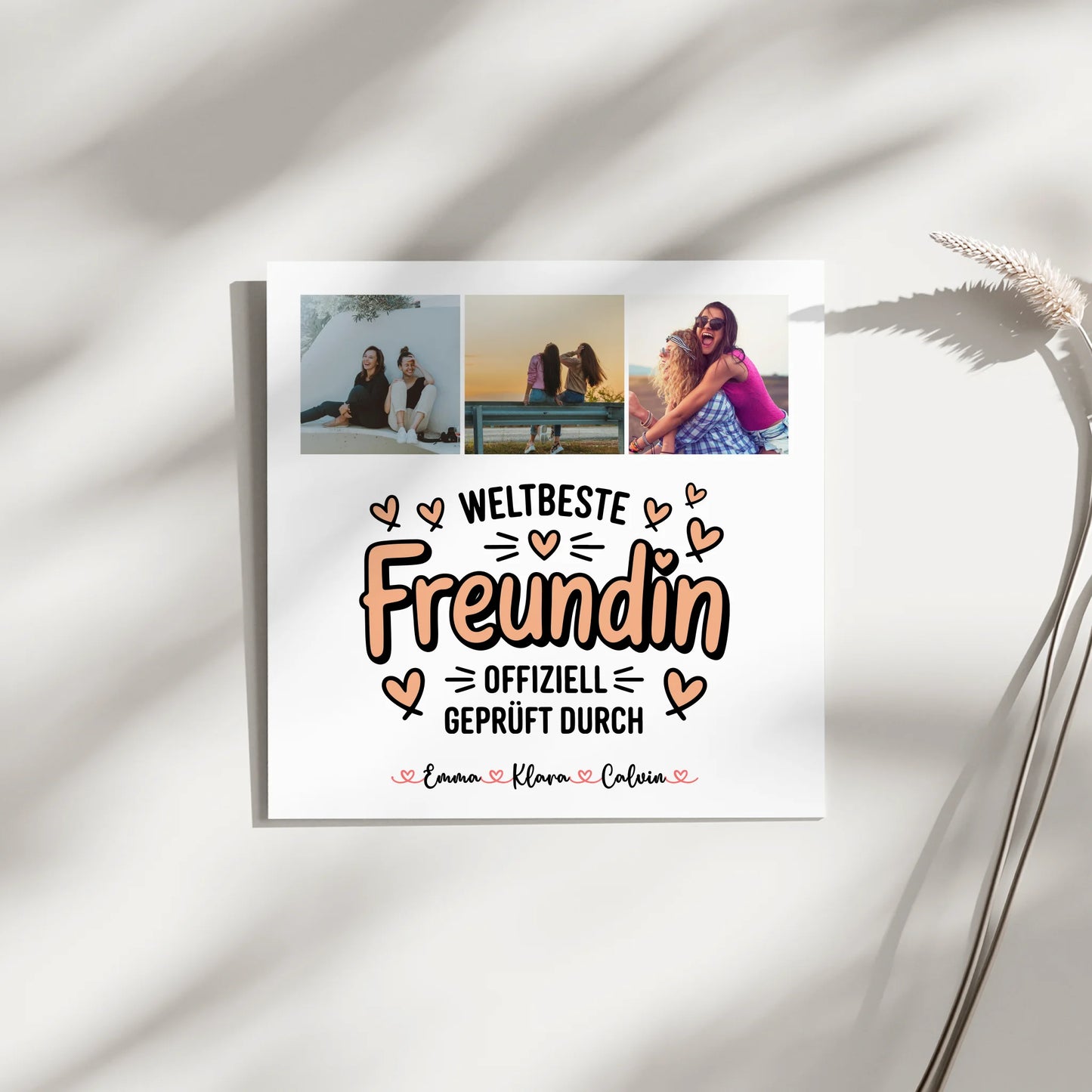 Fotoboard beste Freundinnen personalisierte Fotocollage für Beste Freundin Weltbeste Freundin Offiziell Geprüft Durch