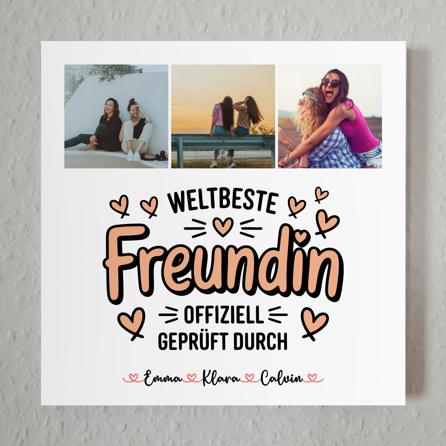 Fotoboard beste Freundinnen personalisierte Fotocollage für Beste Freundin Weltbeste Freundin Offiziell Geprüft Durch