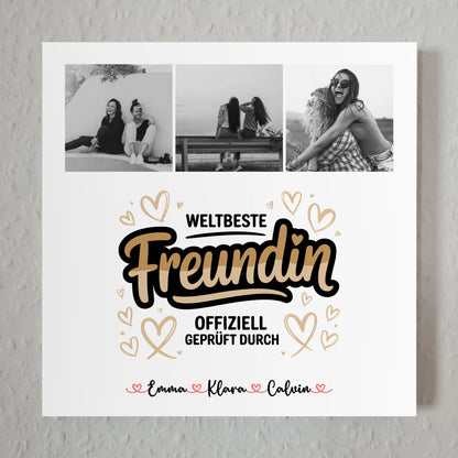 Fotogeschenk beste Freundin Personalisierte Fotocollage Weltbeste Freundin Offiziell Geprüft Durch 1