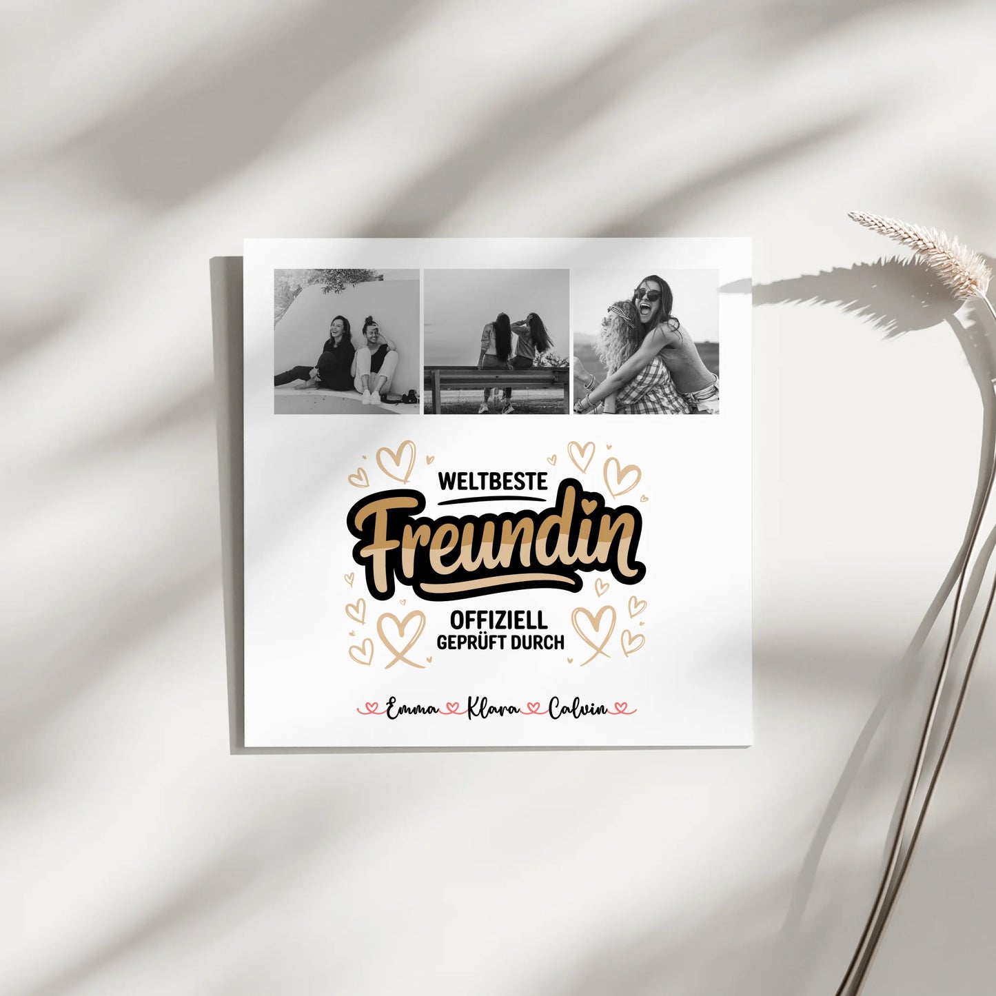 Fotogeschenk beste Freundin Personalisierte Fotocollage Weltbeste Freundin Offiziell Geprüft Durch