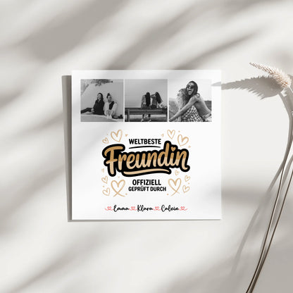 Fotogeschenk beste Freundin Personalisierte Fotocollage Weltbeste Freundin Offiziell Geprüft Durch