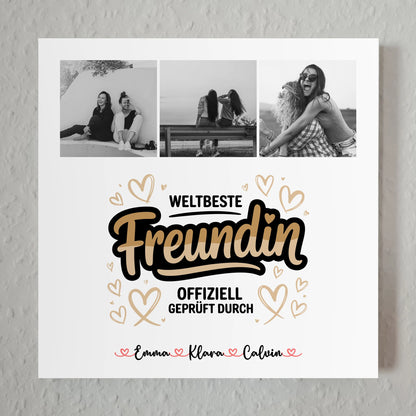 Fotogeschenk beste Freundin Personalisierte Fotocollage Weltbeste Freundin Offiziell Geprüft Durch