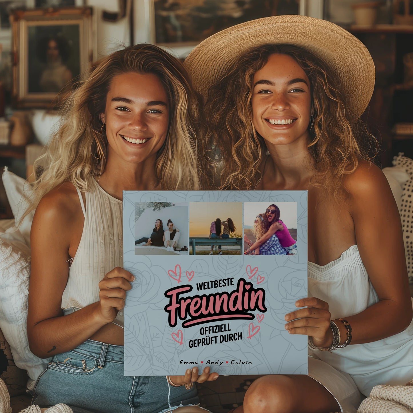 Beste Freundin Geschenk Fotocollage Beste Freundin Weltbeste Freundin Offiziell Geprüft Durch