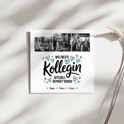 Fotoboard Magnet Wandbild für Kollegin Weltbeste Kollegin Offiziell Geprüft Durch Personalisierte Fotocollage 3