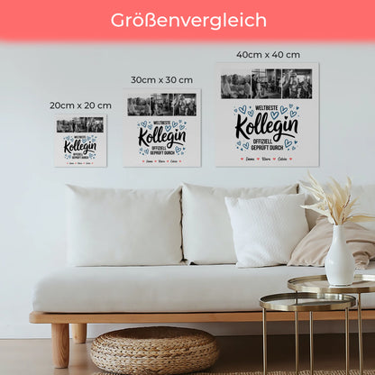 Fotoboard Magnet Wandbild für Kollegin Weltbeste Kollegin Offiziell Geprüft Durch Personalisierte Fotocollage