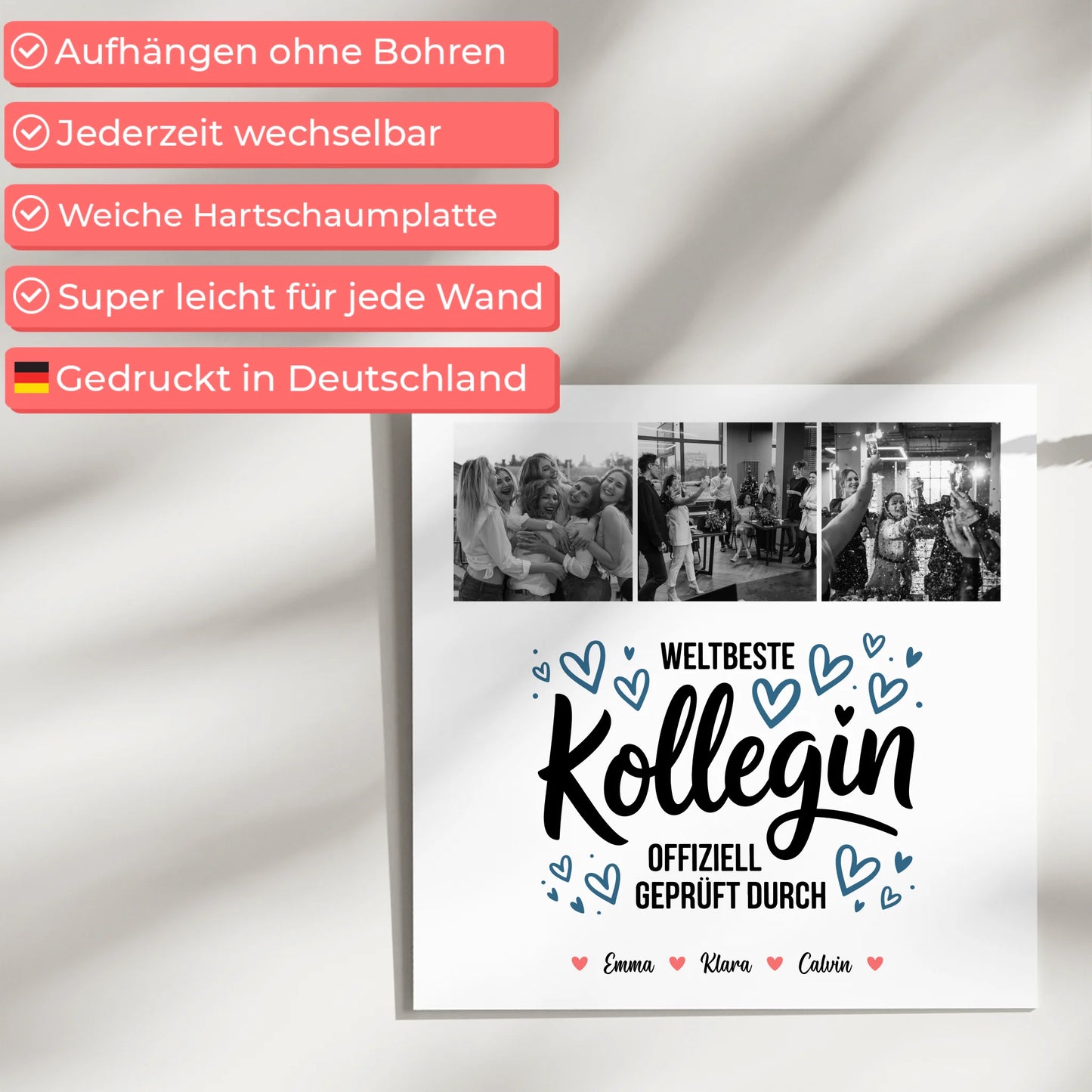 Fotoboard Magnet Wandbild für Kollegin Weltbeste Kollegin Offiziell Geprüft Durch Personalisierte Fotocollage