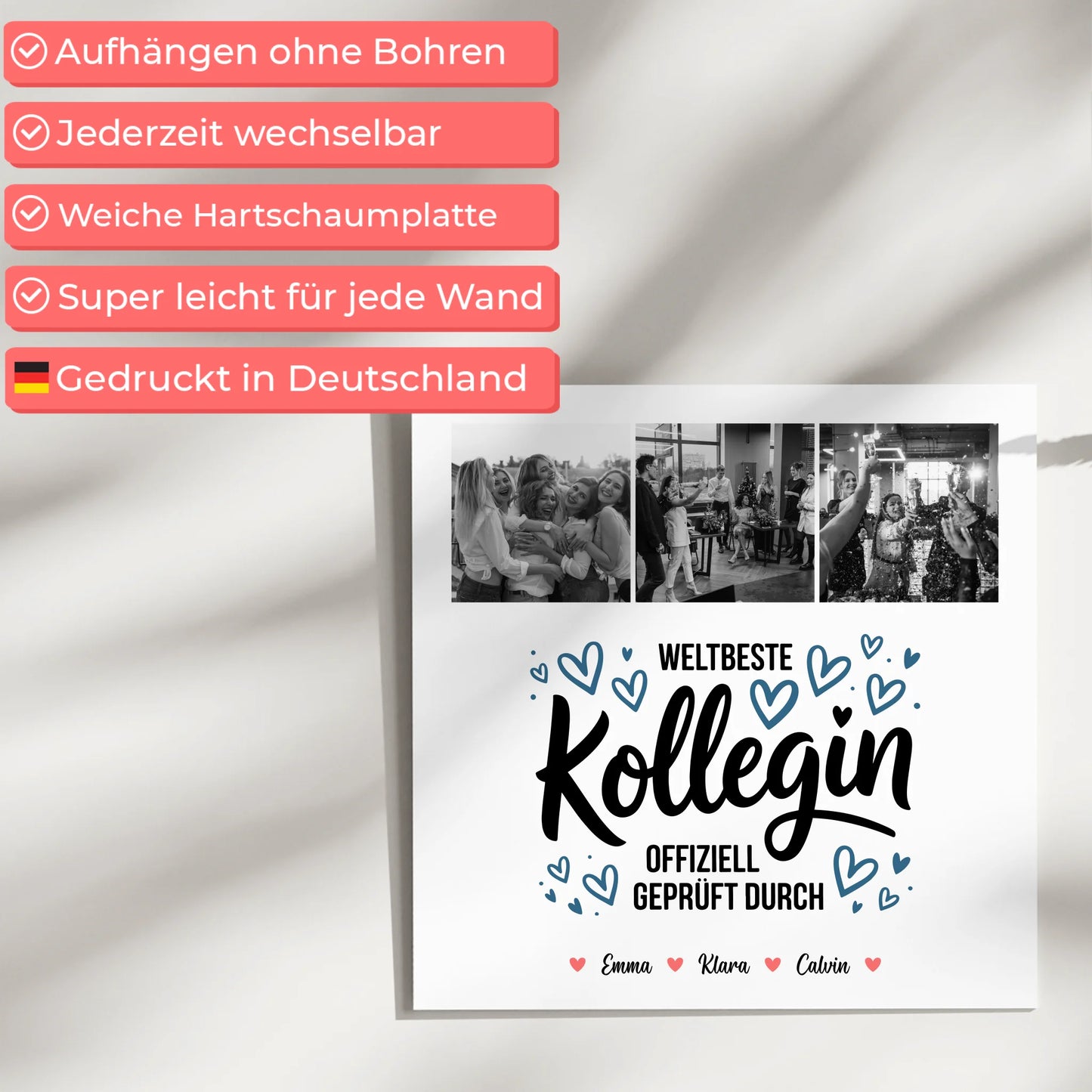 Fotoboard Magnet Wandbild für Kollegin Weltbeste Kollegin Offiziell Geprüft Durch Personalisierte Fotocollage