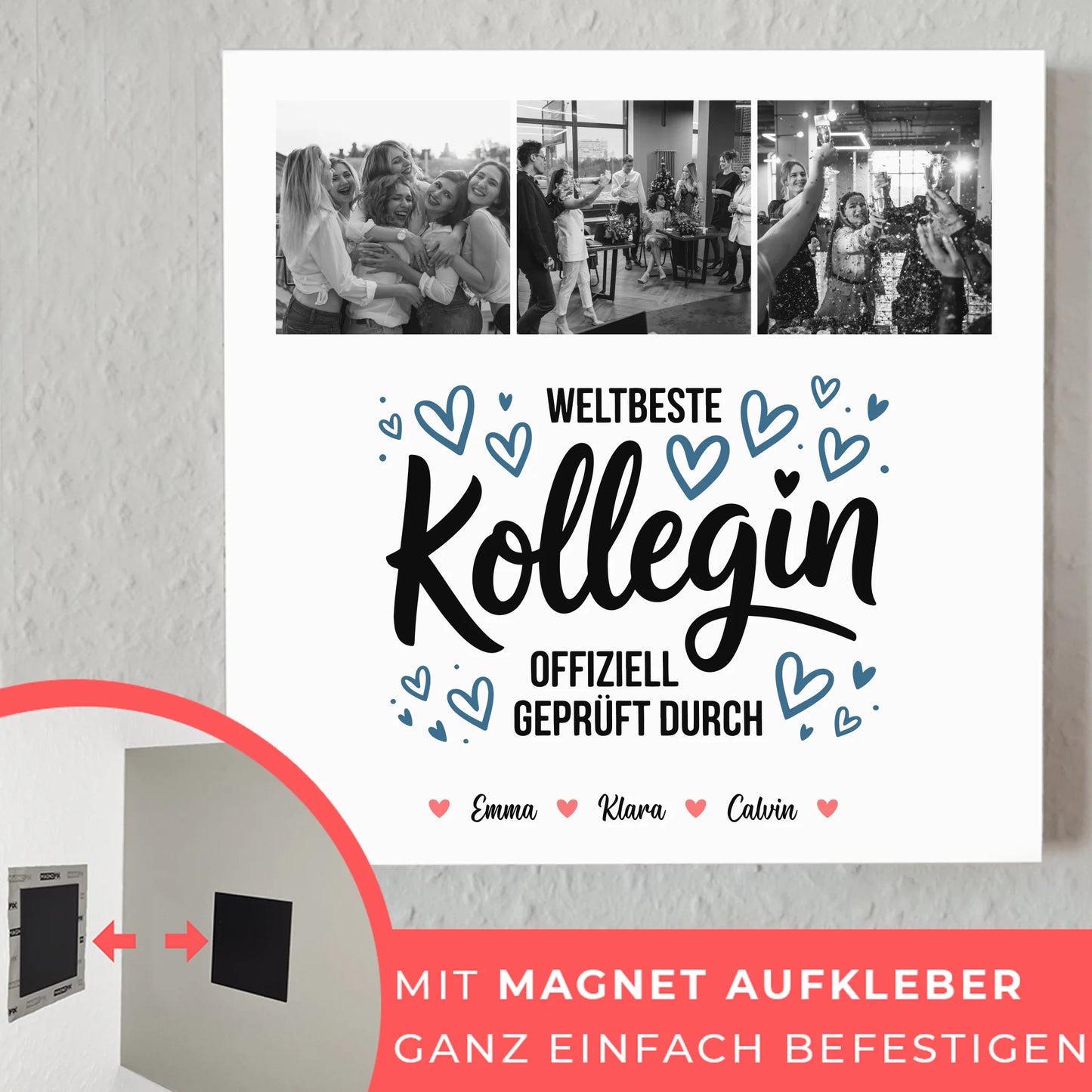 Fotoboard Magnet Wandbild für Kollegin Weltbeste Kollegin Offiziell Geprüft Durch Personalisierte Fotocollage 10