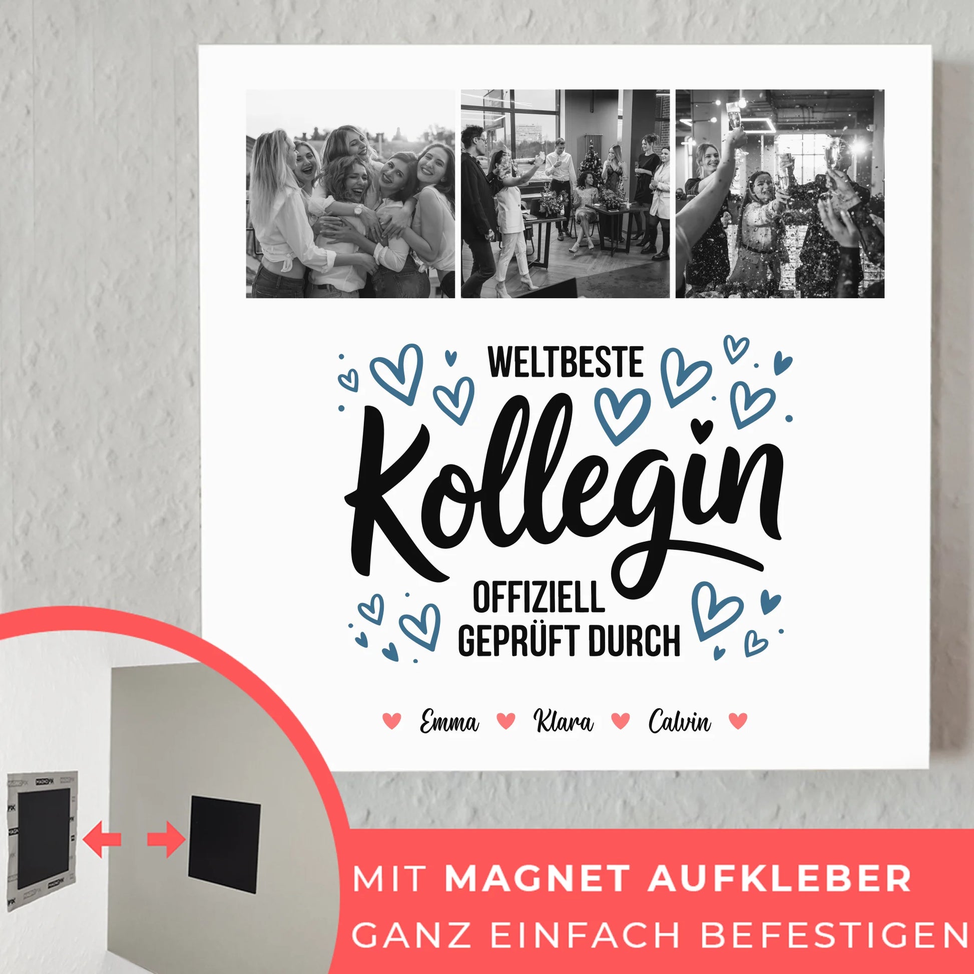 Fotoboard Magnet Wandbild für Kollegin Weltbeste Kollegin Offiziell Geprüft Durch Personalisierte Fotocollage 10