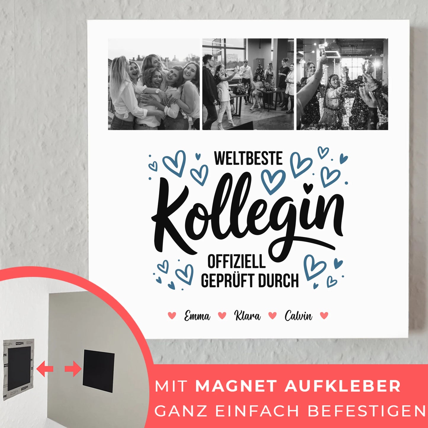 Fotoboard Magnet Wandbild für Kollegin Weltbeste Kollegin Offiziell Geprüft Durch Personalisierte Fotocollage