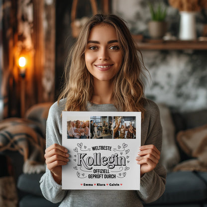 Fotoboard Magnet Poster Geschenk Fotocollage Kollegin Weltbeste Kollegin Offiziell Geprüft Durch 2