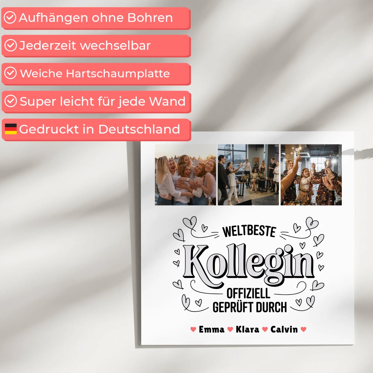 Fotoboard Magnet Poster Geschenk Fotocollage Kollegin Weltbeste Kollegin Offiziell Geprüft Durch