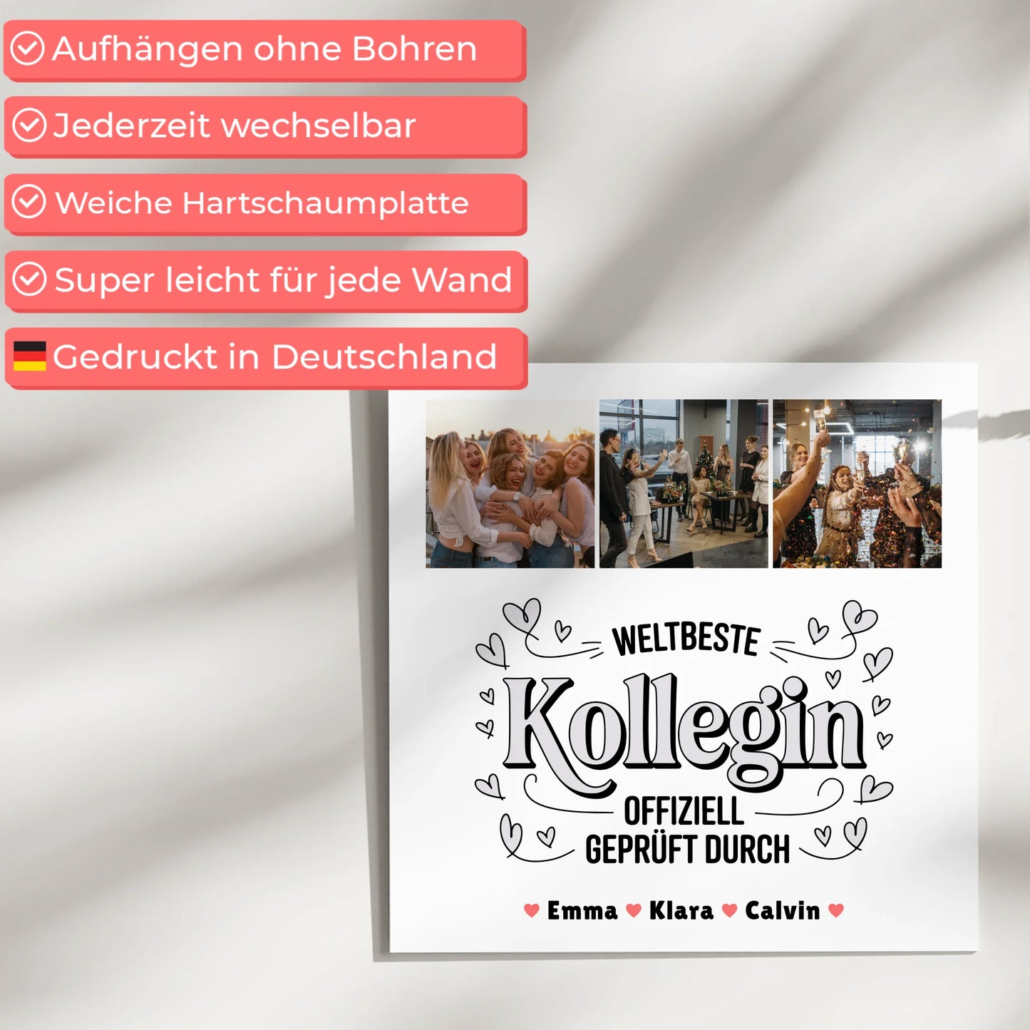Fotoboard Magnet Poster Geschenk Fotocollage Kollegin Weltbeste Kollegin Offiziell Geprüft Durch