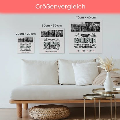 Personalisierte Fotoboard Magnet Poster Fotocollage Kollegin Weltbeste Kollegin Offiziell Geprüft Durch