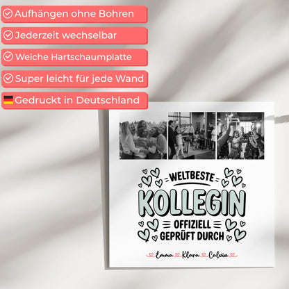 Personalisierte Fotoboard Magnet Poster Fotocollage Kollegin Weltbeste Kollegin Offiziell Geprüft Durch