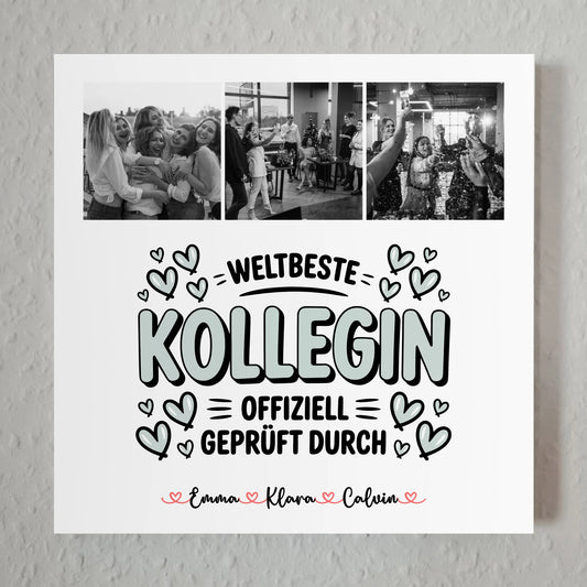 Personalisierte Fotoboard Magnet Poster Fotocollage Kollegin Weltbeste Kollegin Offiziell Geprüft Durch 1