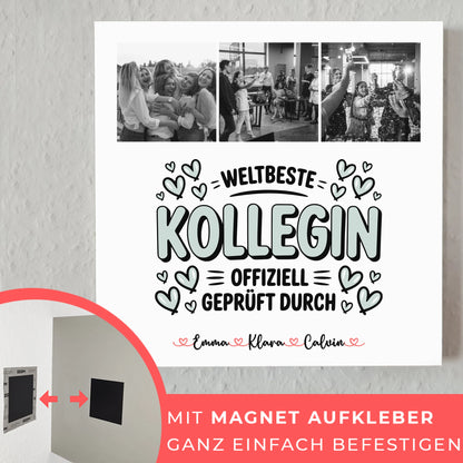 Personalisierte Fotoboard Magnet Poster Fotocollage Kollegin Weltbeste Kollegin Offiziell Geprüft Durch 10