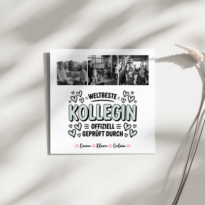 Personalisierte Fotoboard Magnet Poster Fotocollage Kollegin Weltbeste Kollegin Offiziell Geprüft Durch 3