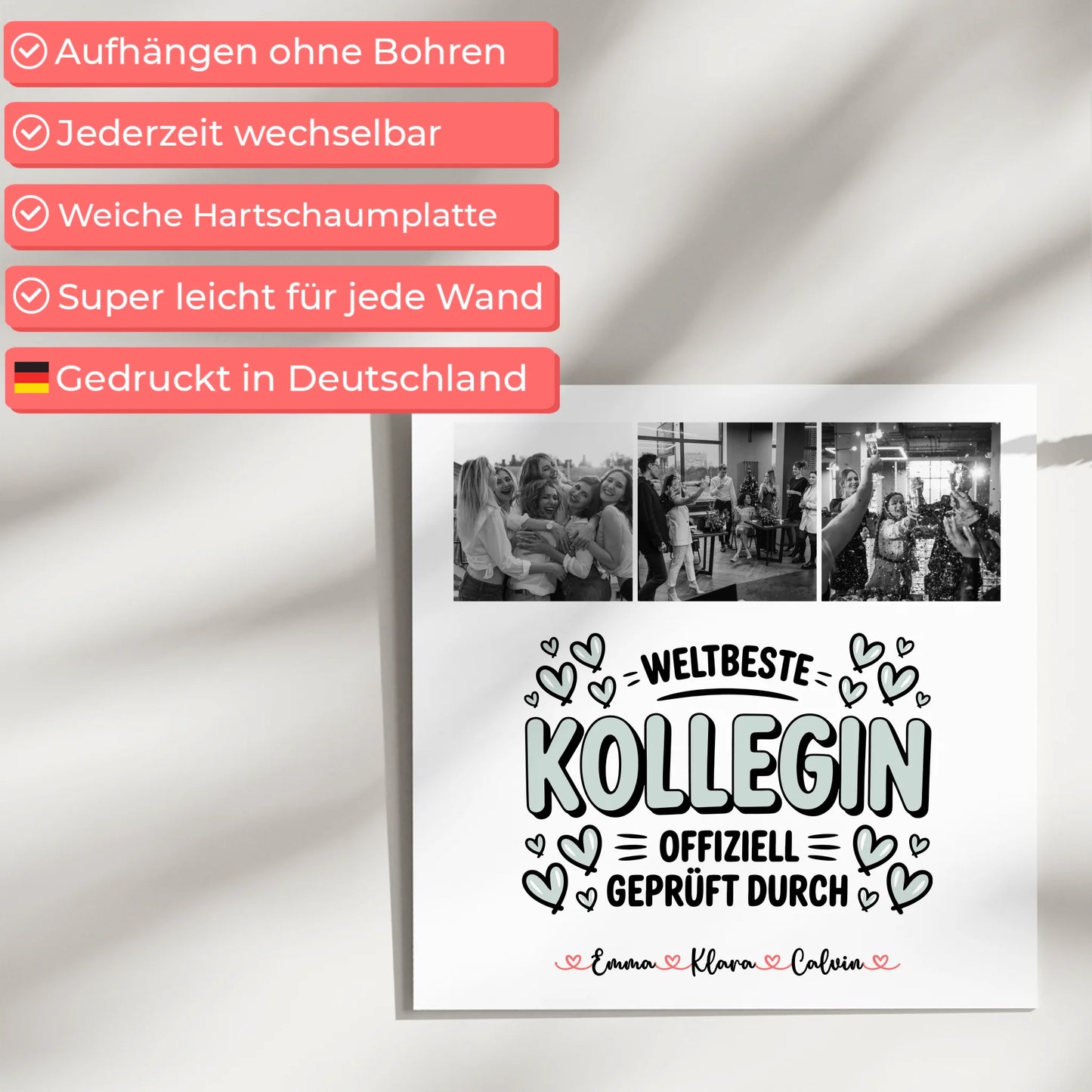 Personalisierte Fotoboard Magnet Poster Fotocollage Kollegin Weltbeste Kollegin Offiziell Geprüft Durch
