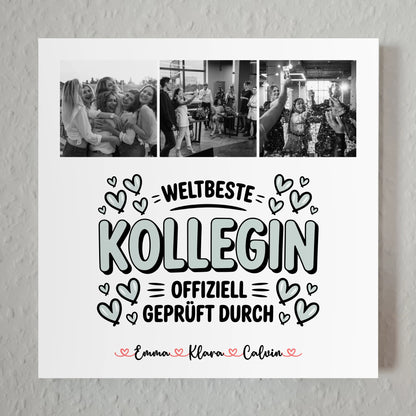 Personalisierte Fotoboard Magnet Poster Fotocollage Kollegin Weltbeste Kollegin Offiziell Geprüft Durch