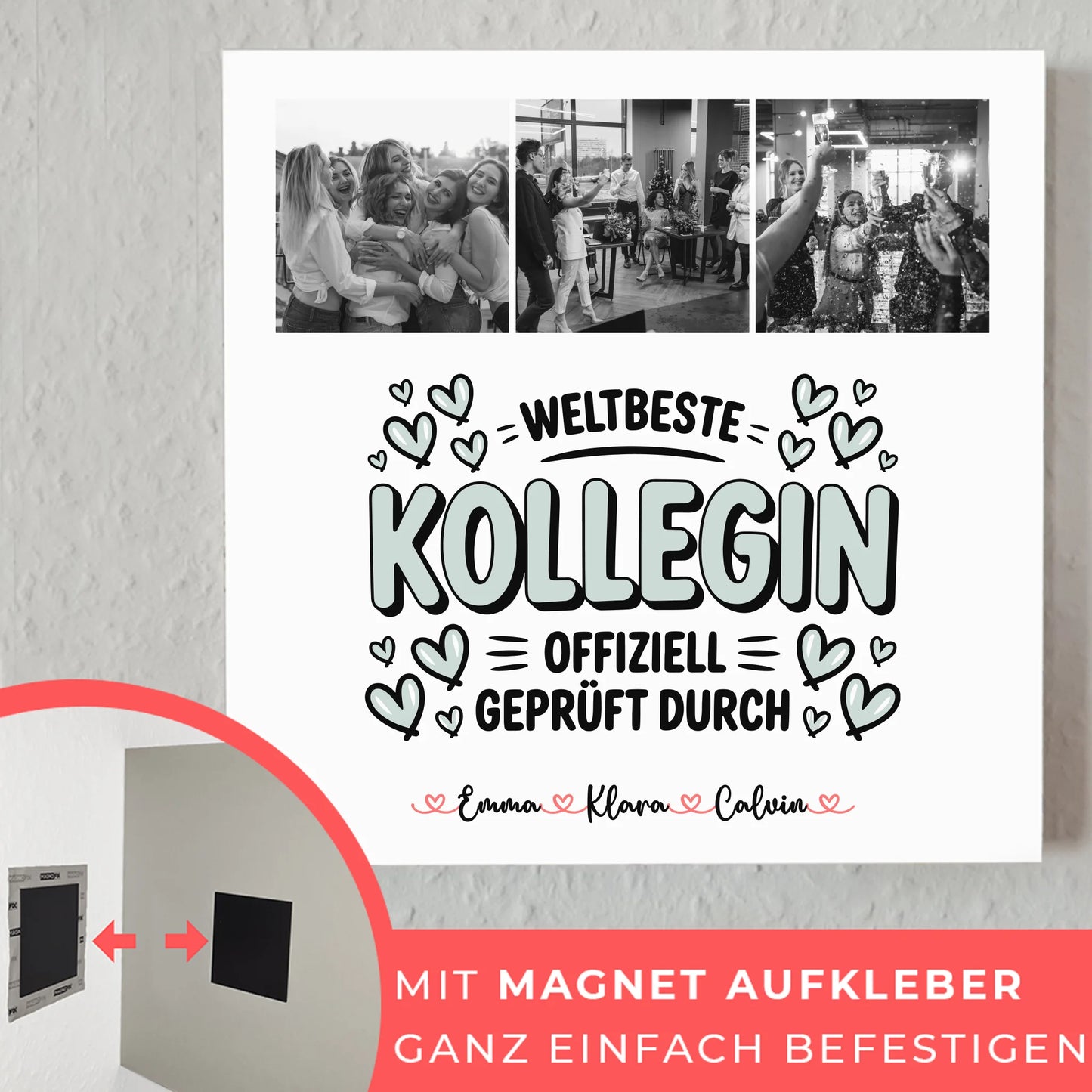 Personalisierte Fotoboard Magnet Poster Fotocollage Kollegin Weltbeste Kollegin Offiziell Geprüft Durch 4