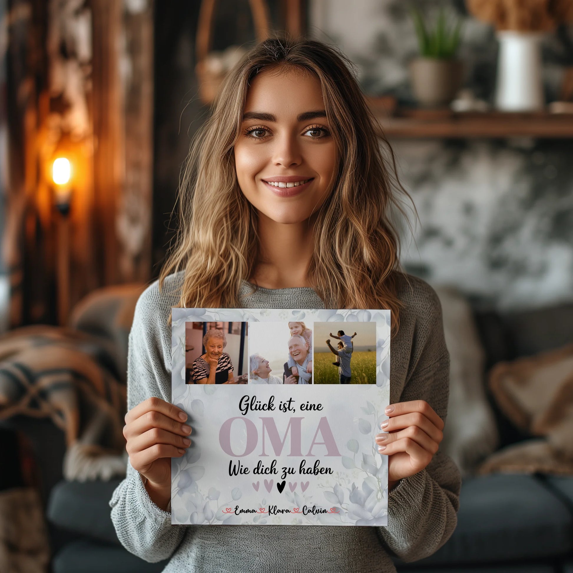 Personalisiertes Wandbild Oma Fotocollage für Oma Glück Ist eine Oma Wie Dich Haben 2