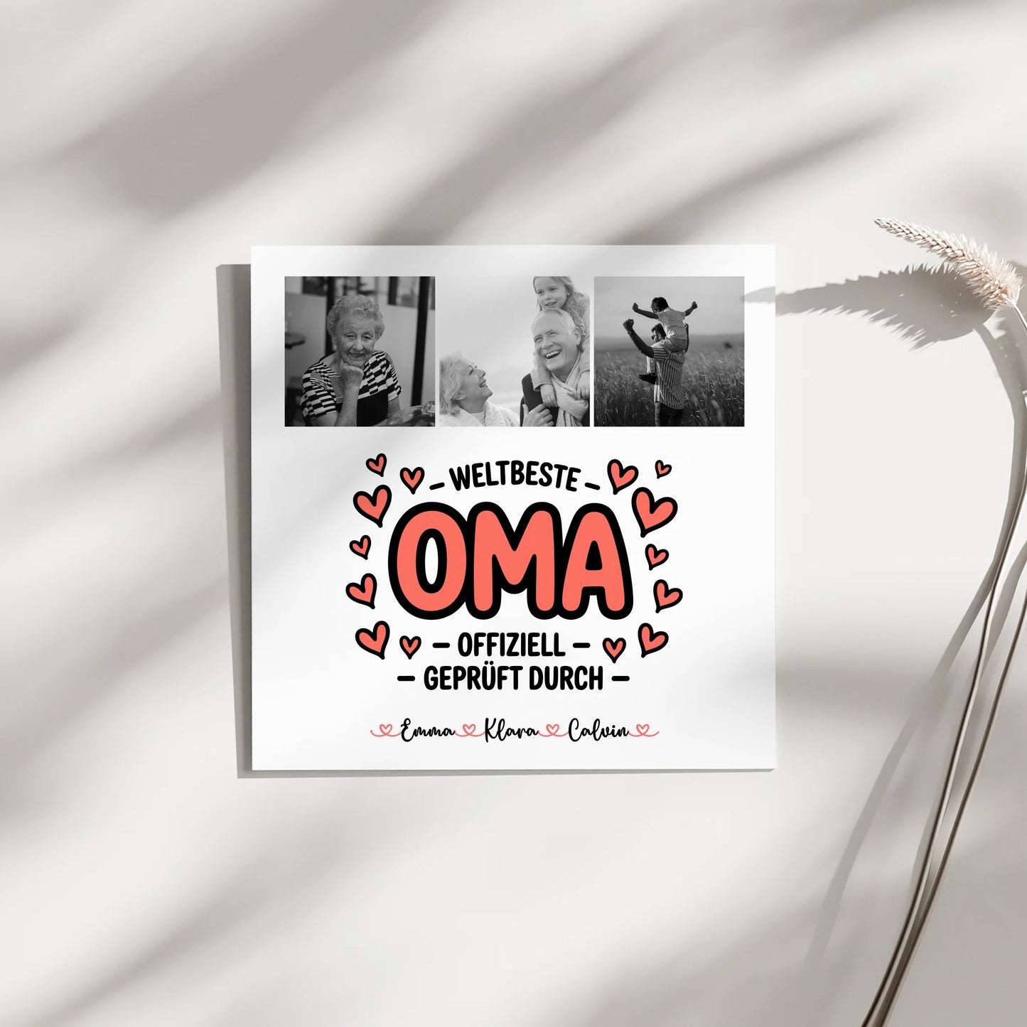 Oma Plakat Fotoboard Fotocollage Oma Weltbeste Oma Offiziell Geprüft Durch personalisiert 3