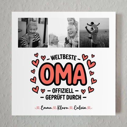 Oma Plakat Fotoboard Fotocollage Oma Weltbeste Oma Offiziell Geprüft Durch personalisiert 1