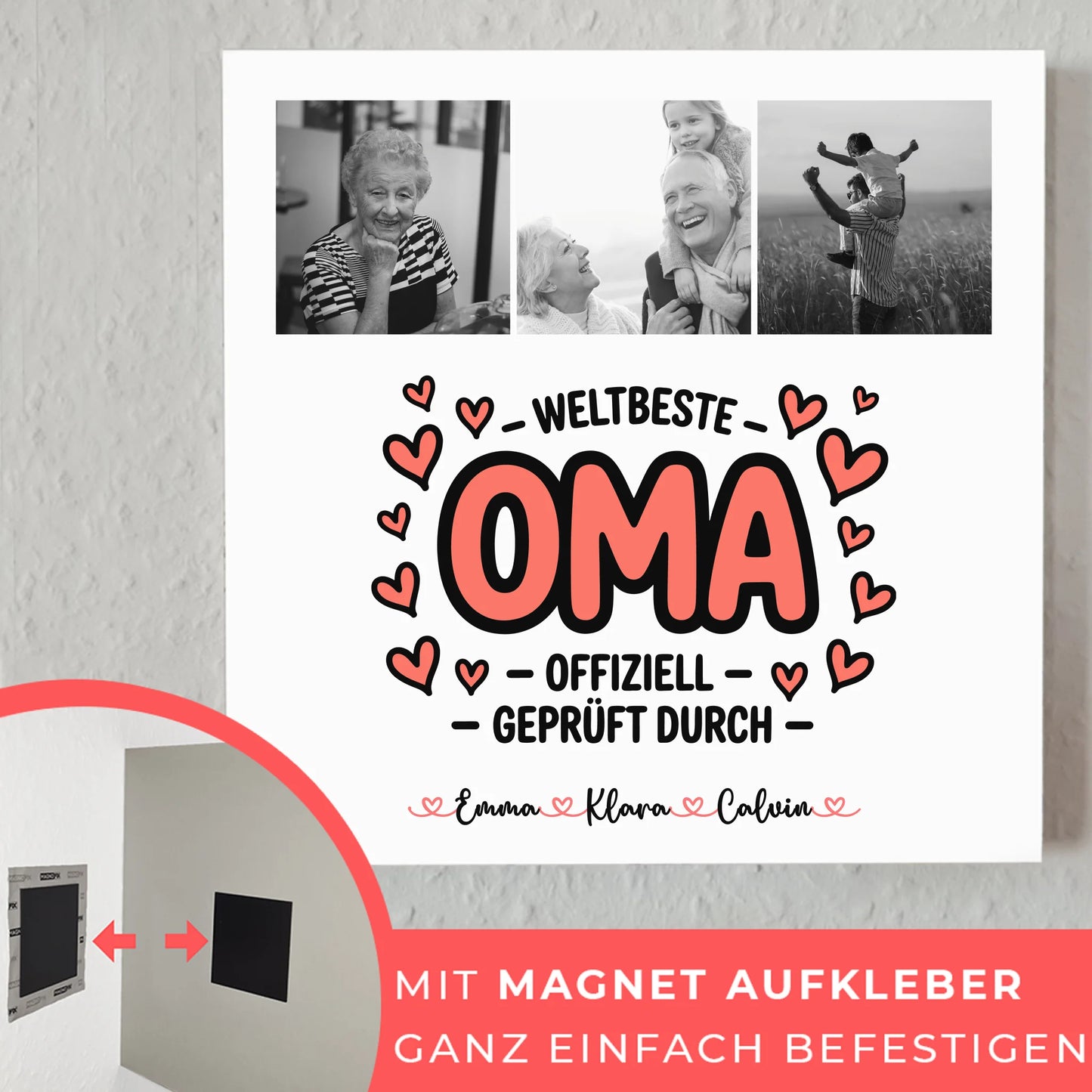 Oma Plakat Fotoboard Fotocollage Oma Weltbeste Oma Offiziell Geprüft Durch personalisiert 10