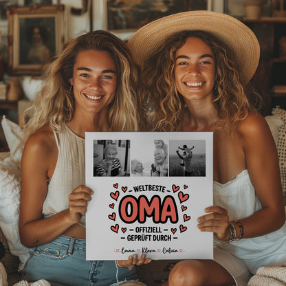 Oma Plakat Fotoboard Fotocollage Oma Weltbeste Oma Offiziell Geprüft Durch personalisiert
