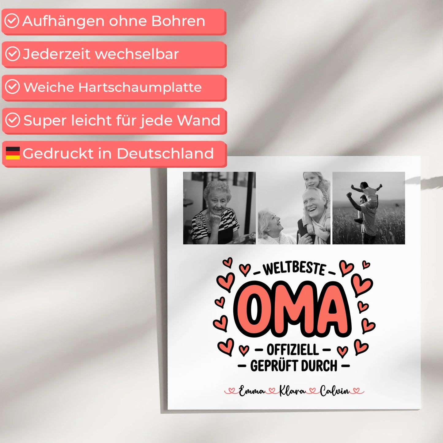 Oma Plakat Fotoboard Fotocollage Oma Weltbeste Oma Offiziell Geprüft Durch personalisiert