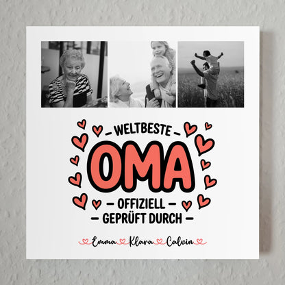 Oma Plakat Fotoboard Fotocollage Oma Weltbeste Oma Offiziell Geprüft Durch personalisiert