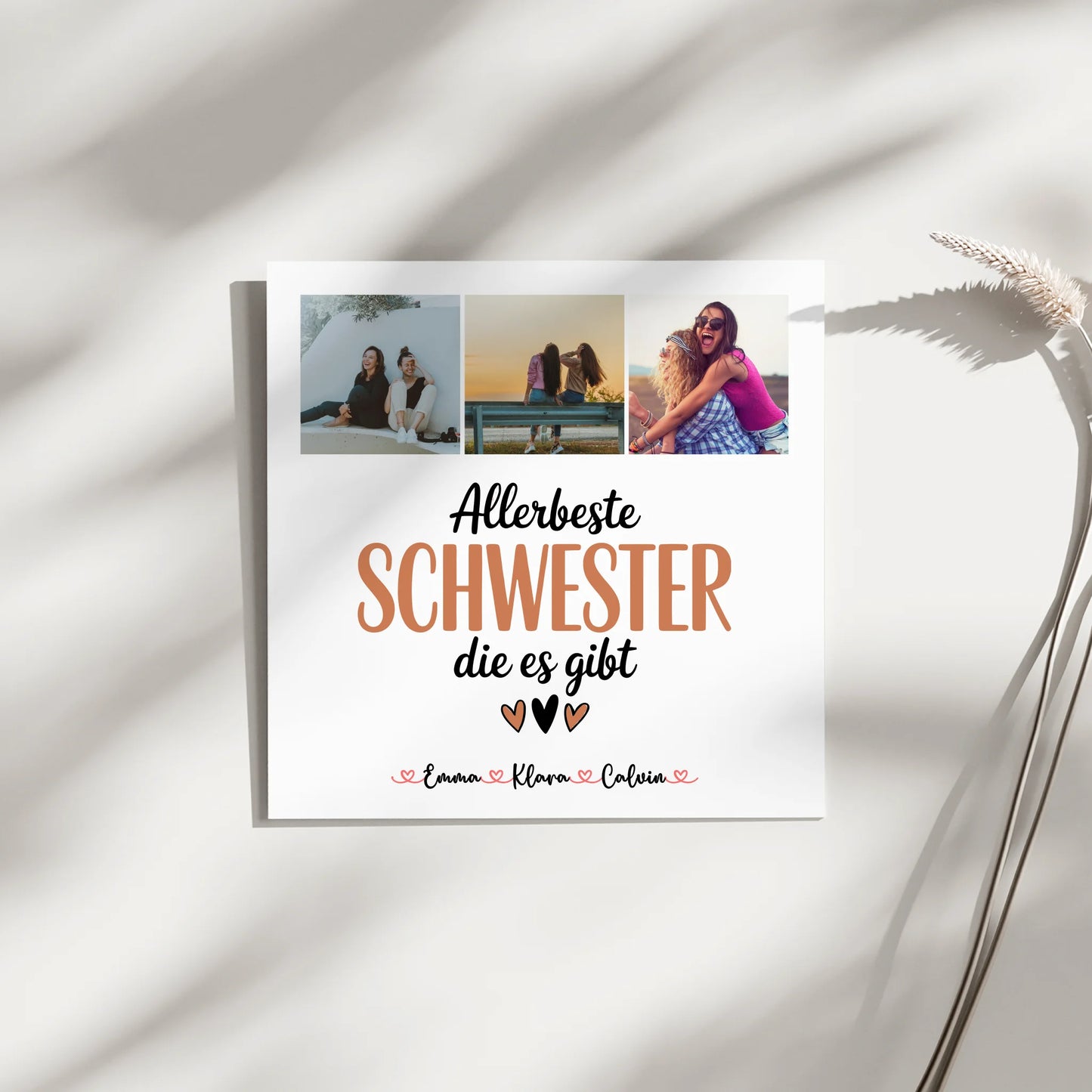 Personalisiertes Fotoboard Magnet Wandbild für Schwester Allerbeste Schwester Die Es Gibt