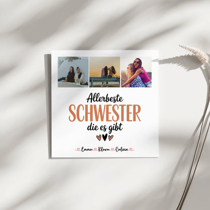 Personalisiertes Fotoboard Magnet Wandbild für Schwester Allerbeste Schwester Die Es Gibt