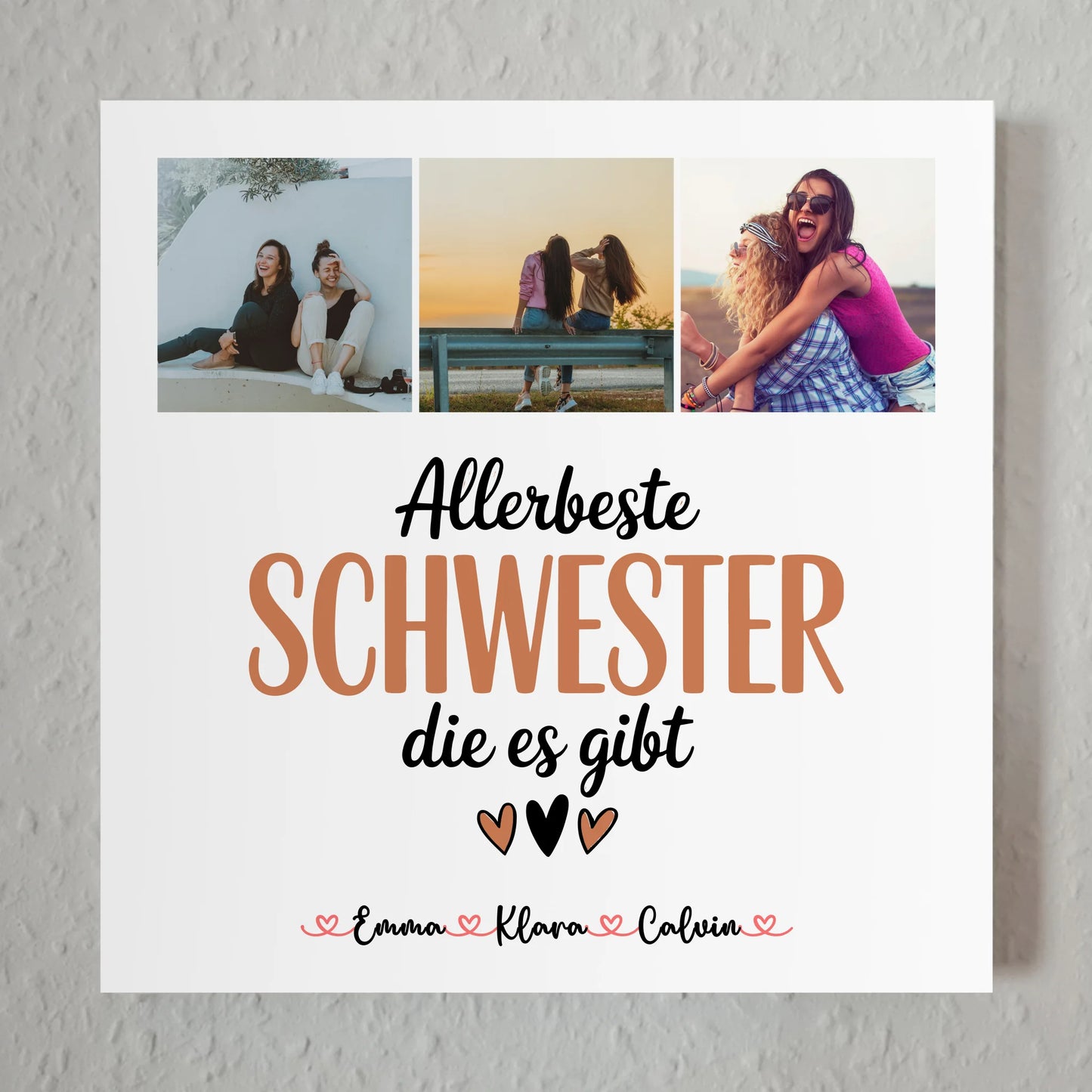 Personalisiertes Fotoboard Magnet Wandbild für Schwester Allerbeste Schwester Die Es Gibt